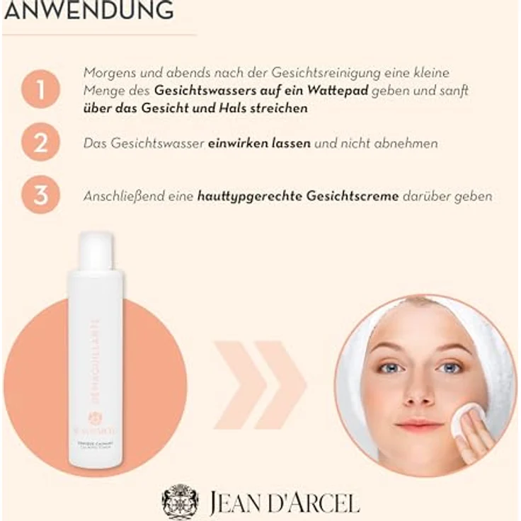JEAN D'ARCEL DÉMAQUILLANTE tonique calmant – Beruhigender Anti-Rötungen-Toner für sensible Haut – Mit Centella Asiatica & Safran – Calming Toner – 200 ml – Bild 4