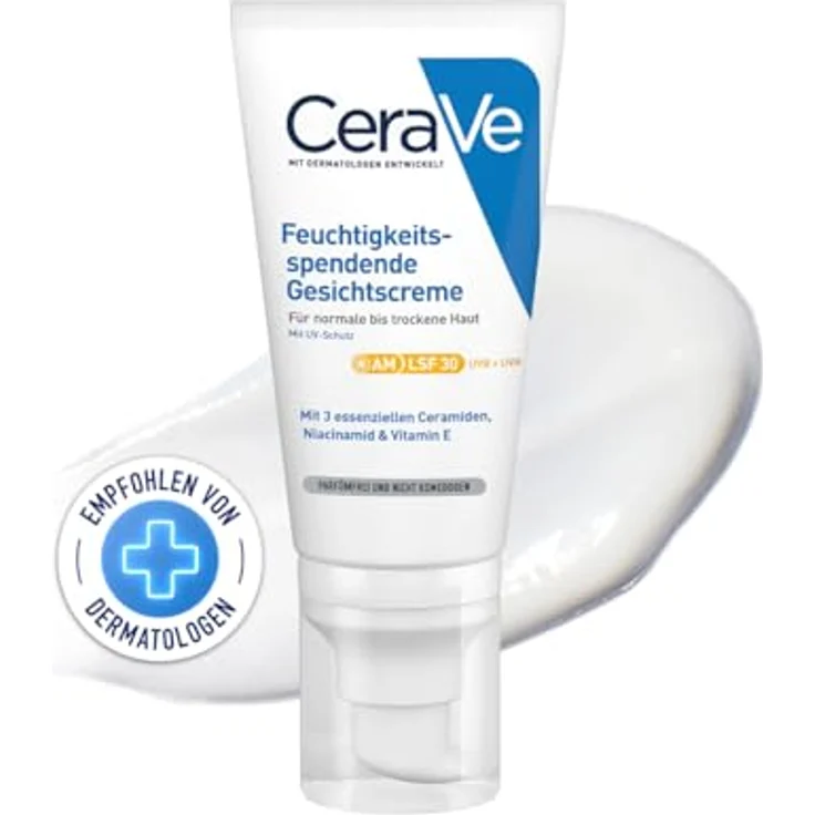 CeraVe Gesichtscreme mit LSF 30, Feuchtigkeitsspendende Creme mit Lichtschutzfaktor 30, Ohne Duftstoffe und Parabene, Bei normaler bis trockener Haut, 52 ml – Bild 1