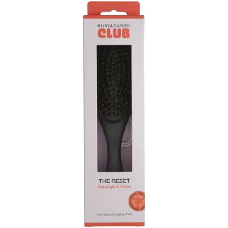 Olivia Garden Club THE RESET CUSHION Detangling & Shine Hairbrush, schwarze Detangler-Bürste mit Natur- und Nylonborsten, abnehmbares Kissen für einfache Reinigung, 100 % recycelter Kunststoff – Bild 2