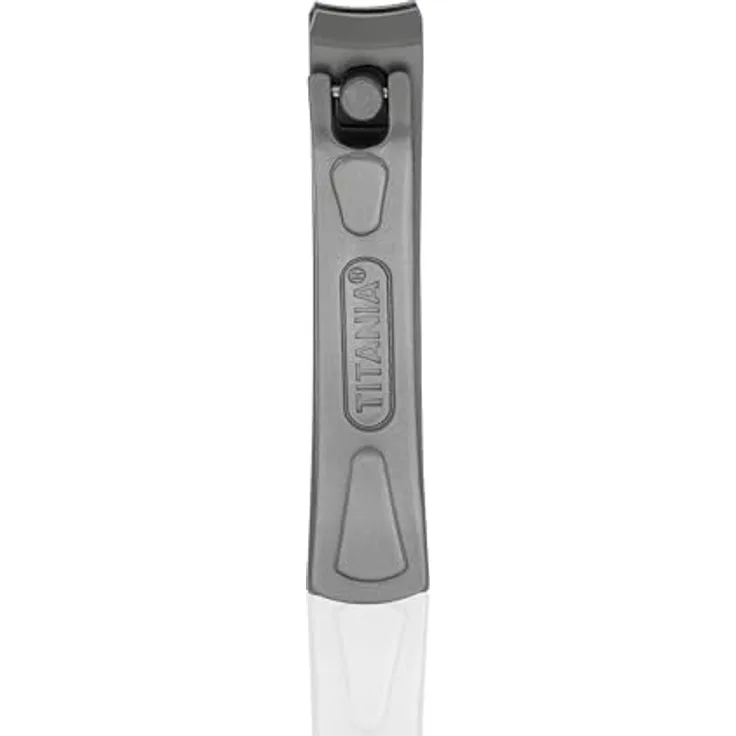 TITANIA Edelstahl Nagelknipser für Finger- & Fußnägel, optimiert für dicke Nägel, rostfreier Edelstahl, ergonomisches Design, grau