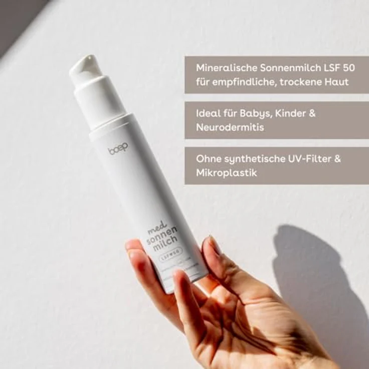 boep med Sonnenmilch | Mineralische Sonnencreme mit Zinkoxid-Filter | LSF 50 | für sehr empfindliche Haut und Neurodermitis | leichte Rezeptur | parfümfrei | 100ml – Bild 4