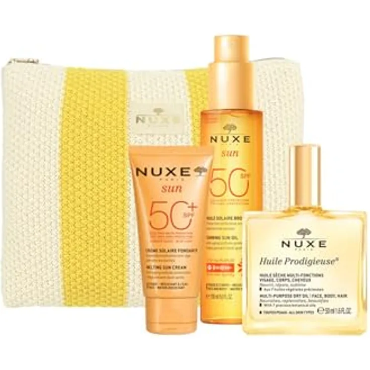 Nuxe Sommer-Essentials Set, Sonnencreme und Sonnenöl mit SPF 50+, 250 ml, wasserfest, für alle Hauttypen, inklusive Huile Prodigieuse®