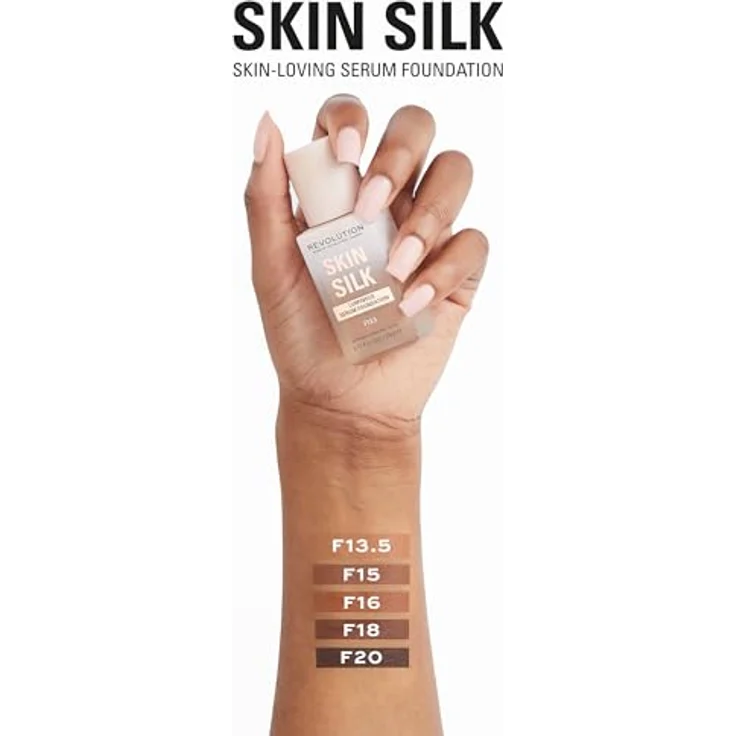 Revolution Beauty London Skin Silk Serum Foundation, Light to Medium Coverage, Contains Hyaluronic Acid, F15, 23ml – Bild 4