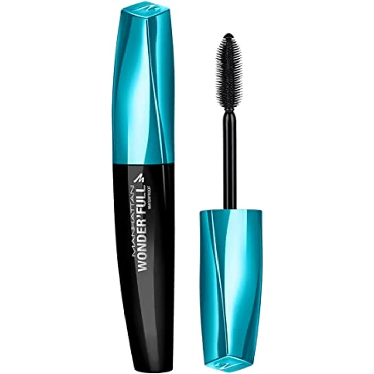 Manhattan Wonder'full Mascara waterproof, Fb. 001 Extreme Black, wasserfeste Wimperntusche für intensives Volumen, 11 ml – Bild 2