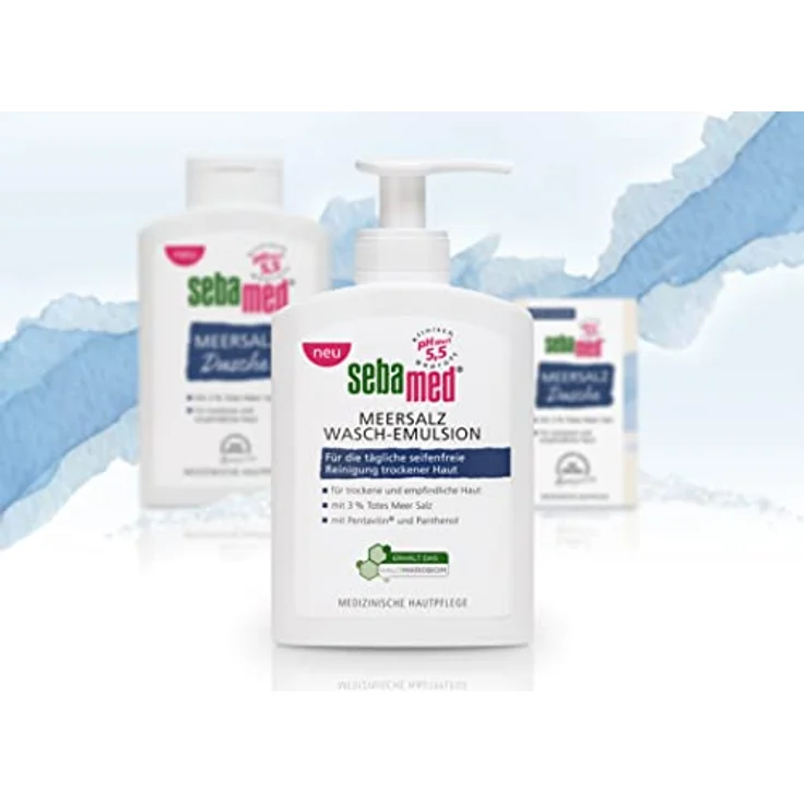 SEBAMED Meersalz Wasch-Emulsion 200 ml, für trockene und empfindliche Haut, mit original Totes Meer Salz Mineralien – Bild 3