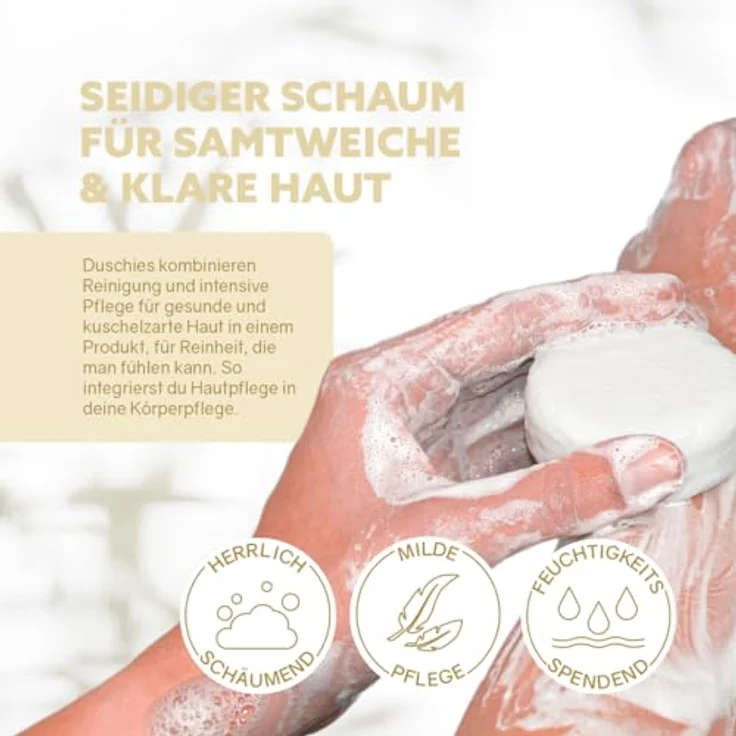 puremetics Duschie ‘Zitrone Vanille‘ | Festes, nährendes Hydra-Duschgel mit Mandelöl und Rosenblütenhydrolat | 1 Stück 60 g – Bild 3