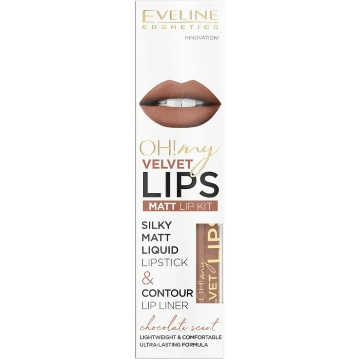 Eveline OH! My Velvet Lips Matt Lip Kit 14 Choco Truffle Lippenset für einen matten Effekt 4,5 ml