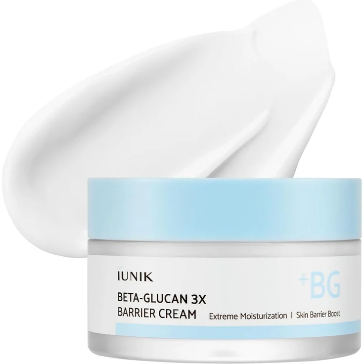 iUnik Beta-Glucan 3X Barrier Cream 50ml, Feuchtigkeitscreme für empfindliche & trockene Haut mit intensiver Hydratation