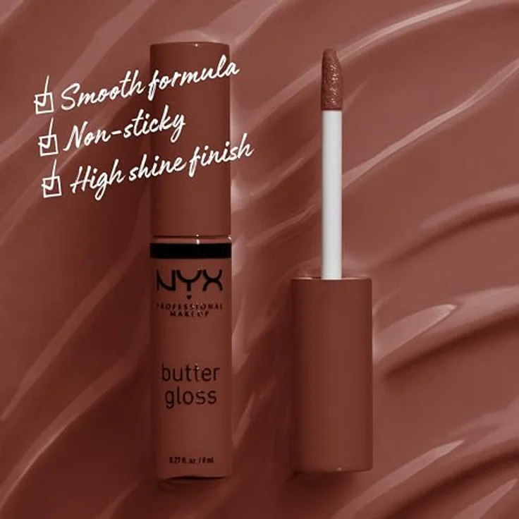 NYX Professional Makeup Butter Gloss Lipgloss 51 Brownie Drip, 8 ml - Hochglänzend, feuchtigkeitsspendend, kaschiert Lippenlinien – Bild 2