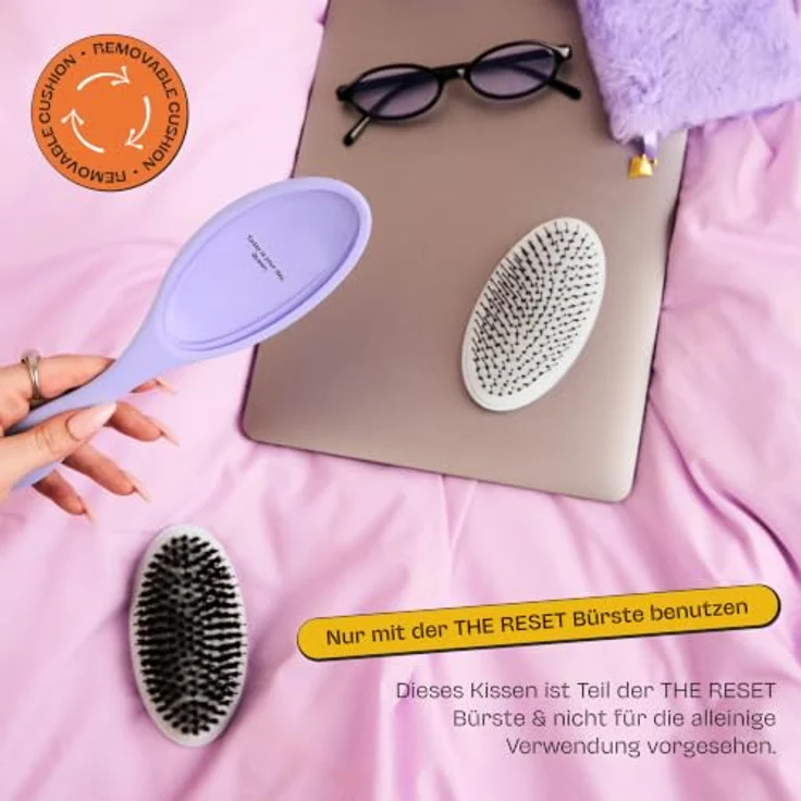 Olivia Garden Club The Reset Detangling Cushion, Paddlebürste in Lila, Wildschwein- & Nylonborsten für sanftes Entwirren und Kopfhautmassage – Bild 2