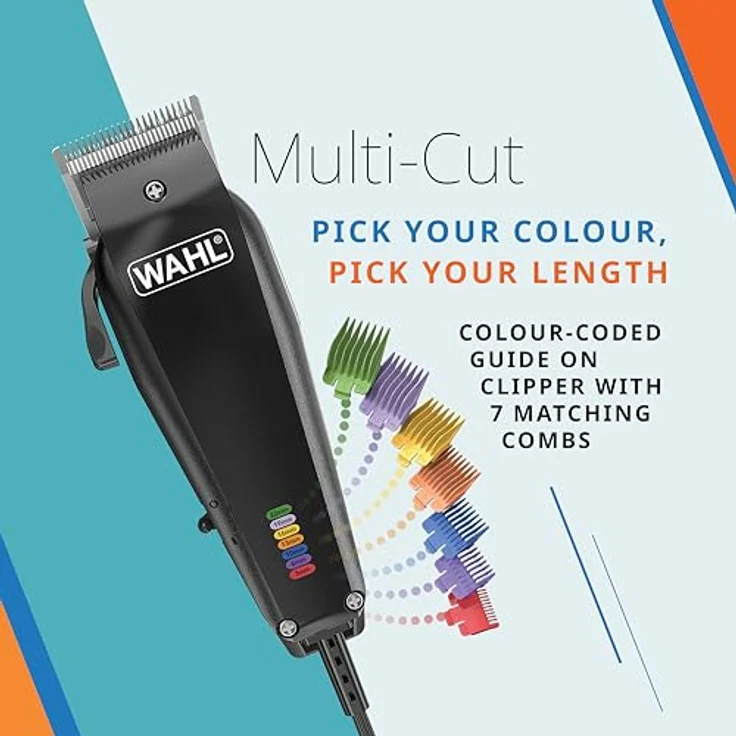 Wahl 3027683 MultiCut Tierhaarschneidemaschine, kabelgebunden mit leistungsstarkem 7.200 RPM Motor und 7 farbcodierten Aufsteckkämmen – Bild 5