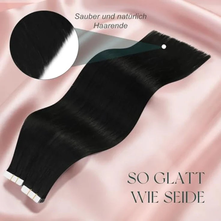 Easyouth Tape on Extensions, Echthaar Ombre Skin Weft, 20 Zoll, Dunkelbraun zu Hellbraun, 50g, wiederverwendbar, hitzebeständig – Bild 4