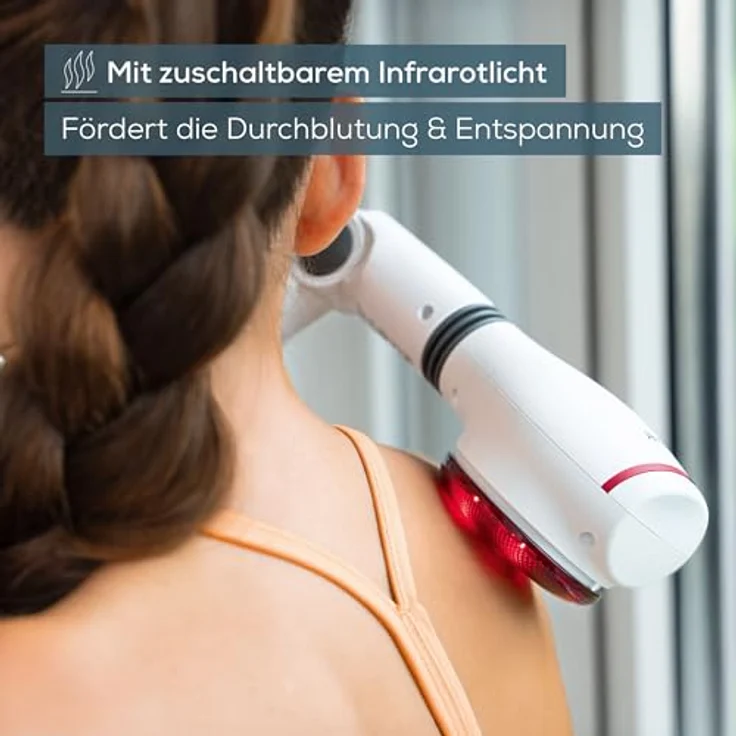 Beurer MG 44, 2-in-1 Massagegerät mit Infrarotlicht, 3 Massageaufsätzen, 2 Intensitätsstufen für Nacken, Rücken und Schulter – Bild 3