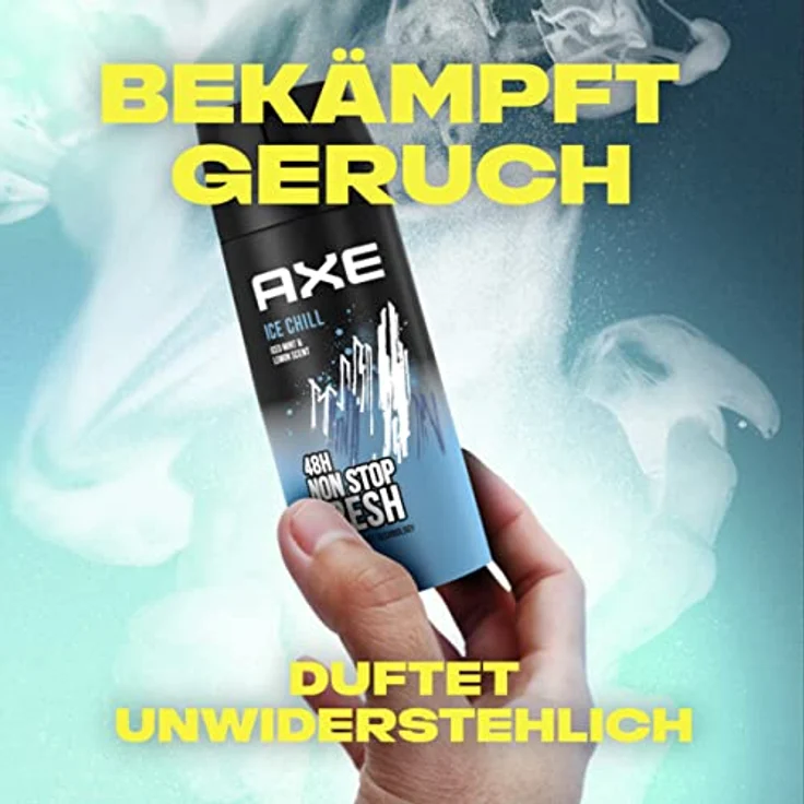 Axe Bodyspray Ice Chill, 6x 150 ml Dose, ohne Aluminiumsalze, frischer Duft nach frozen Mint & Lemon, 48 Stunden Frische – Bild 4