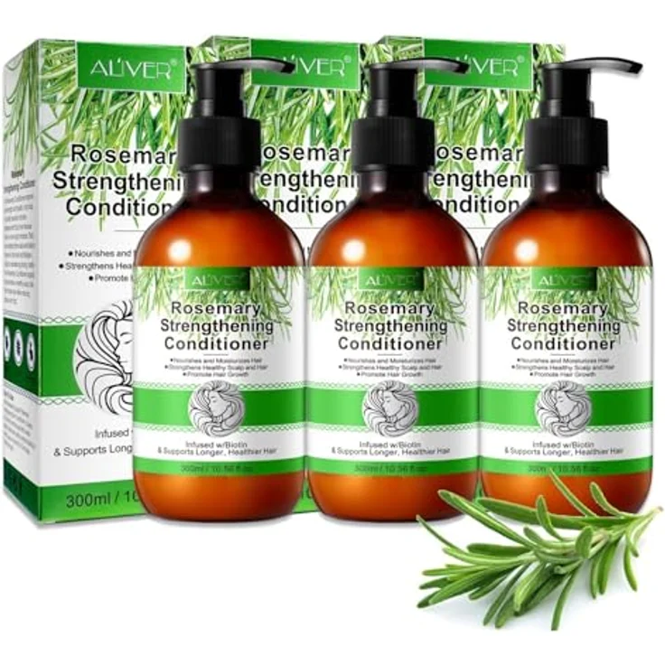 P-Beauty Rosmarin Conditioner 3x300ml sanfte Spülung für geschädigtes & trockenes Haar | Rosmarin Haarspülung für Haarwachstum & Kopfhautpflege | Rosmarin Mint | Haarpflege für alle Haartypen – Bild 1