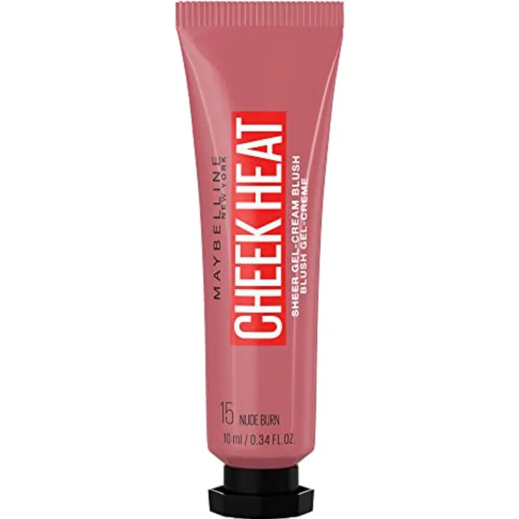 MAYBELLINE Cheek Heat Blush, Rouge, Gel-Formel, Wasserbasierte Farbpigmente, Glossyglänzendes Finish, 15 Nude Burn, 10 ml (1er Pack)