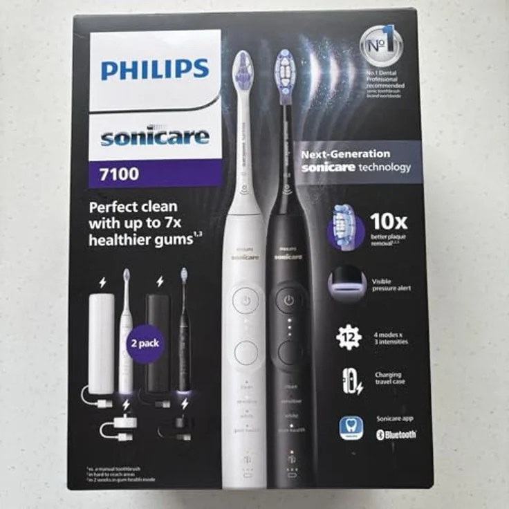 Philips Sonicare Elektrische Zahnbürste Series 7100 HX7429/02, mit Andruckkontrolle, 7 Putzeinstellungen, inkl. Reiseladeetui – Bild 1