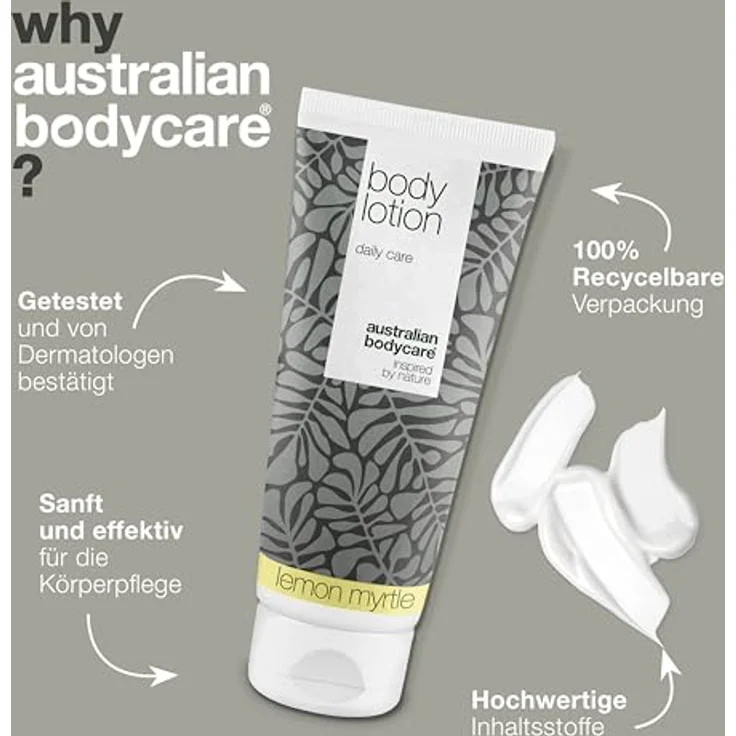 Körperlotion für Damen & Herren 200 ml | Teebaumöl Body + Lemon Myrtle Lotion für trockene Haut | Tägliche Pflege Lindert Pickel, Scherpilzflechte, Pilze, Jock Itch, Akne und Körpergeruch – Bild 4