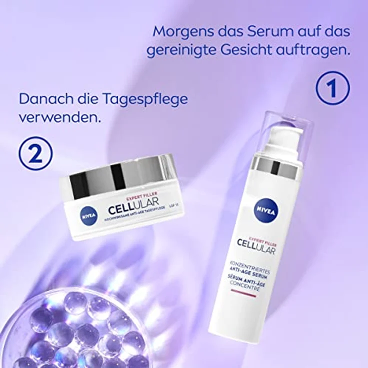 NIVEA Cellular Expert Filler Konzentriertes Anti-Age Serum (40 ml), Anti Falten Serum mit Hyaluron- und Folsäure, für jünger aussehende Haut – Bild 5