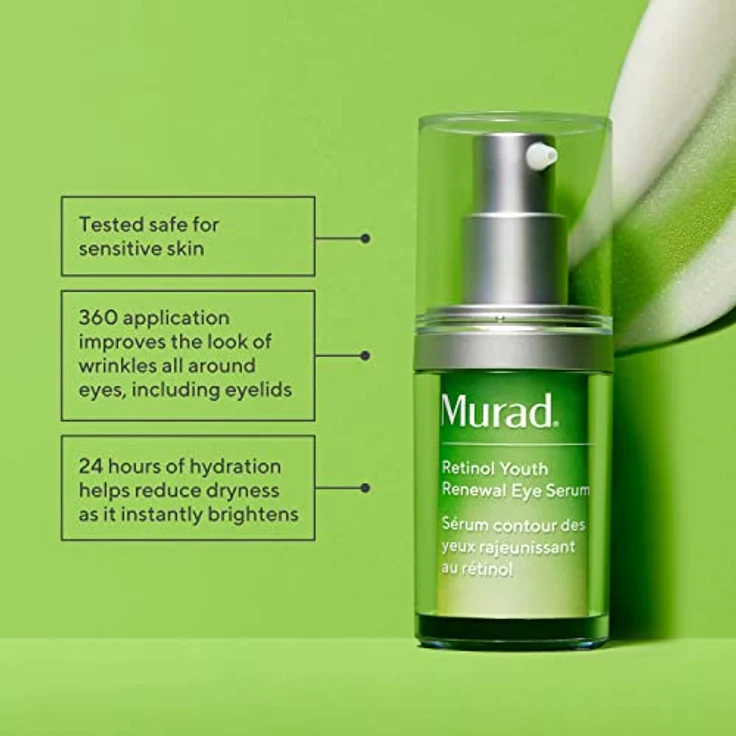 Murad Augenserum mit Retinol Tri-Active Technology, 15 ml, Tag + Nacht, zur Reduzierung von Falten und Krähenfüßen – Bild 2