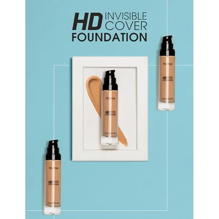 flormar HD Invisible Cover Foundation, leichtes Make-up mit aufhellender Wirkung, SPF 30, Farbton 80 Soft Beige, 30 ml – Bild 8
