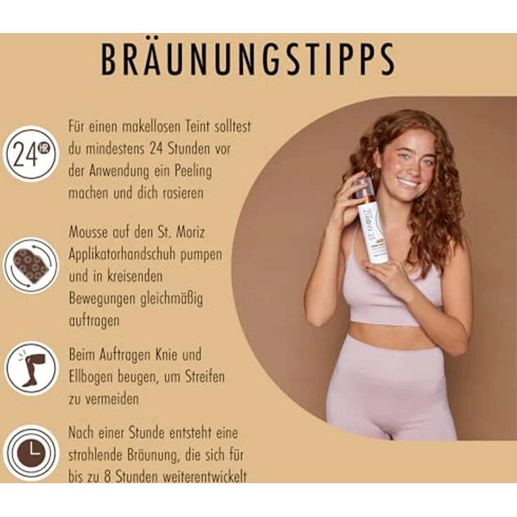 ST. MORIZ Advanced Colour Correcting Tanning Mousse, Selbstbräuner für helle Haut mit Hyaluronsäure, dermatologisch getestet, 200ml – Bild 5