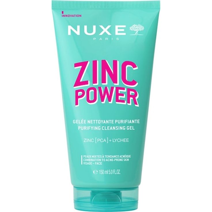 Nuxe Zinc Power Purifying Cleansing Gel, Gesichtsreinigung für Mischhaut und fettige Haut mit Litschi-Extrakt, 150 ml