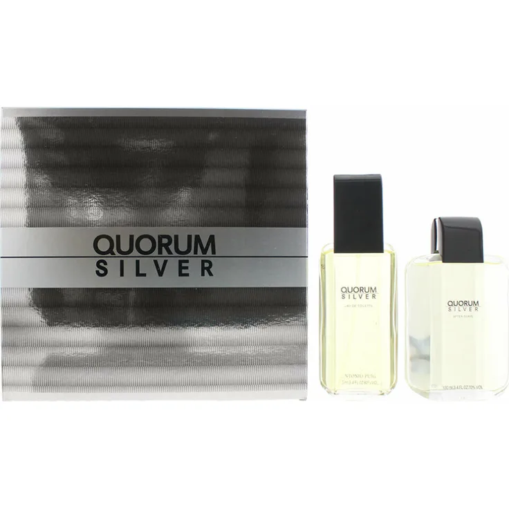 Antonio Puig Quorum Silver Set Eau de Toilette (EdT) 100 ml + After Shave 100 ml