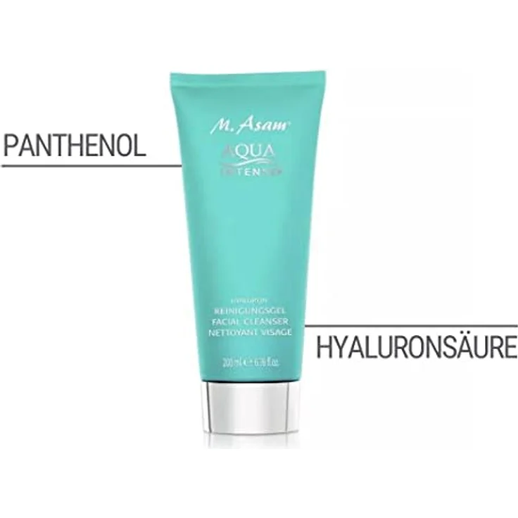 M. Asam Aqua Intense Hyaluron Reinigungsgel (200ml) - Gesichtsreinigung mit Hyaluronsäure & Vitamin B3, entfernt Schmutz, Unreinheiten & Make-up mit sanftem Peelingeffekt, vegane Gesichtspflege – Bild 3