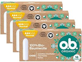 o.b. Organic Normal, Bio Tampons für mittlere bis stärkere Tage aus 100% Bio Baumwolle