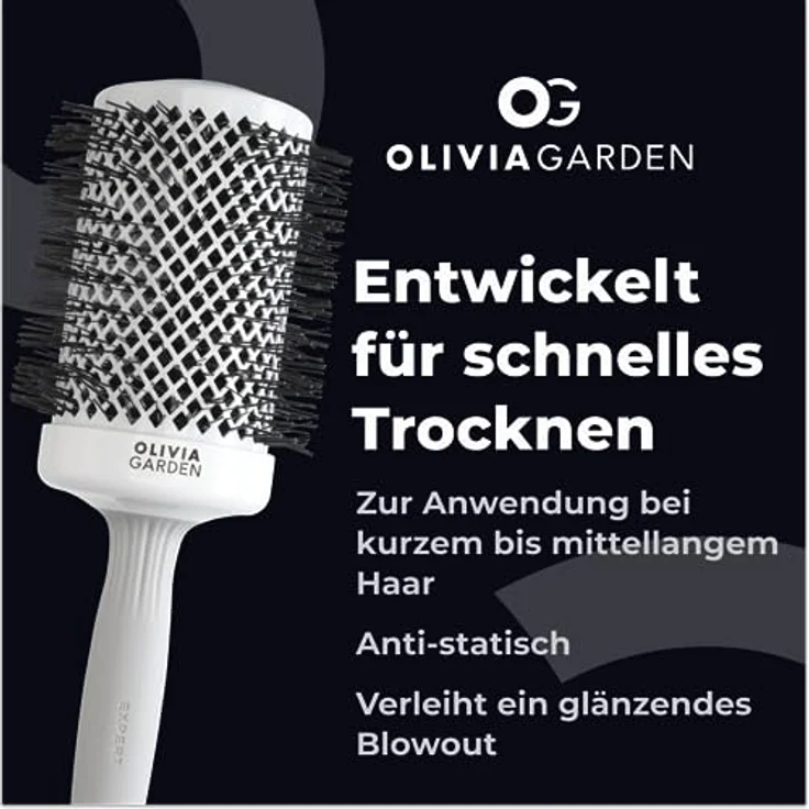 Olivia Garden - Expert Blowout Shine Haarbürste, Weiß und Grau, 65 – Bild 4