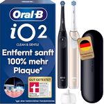 Oral-B iO Series 2 Elektrische Zahnbürste, Doppelpack mit 2 Aufsteckbürsten, 3 Putzmodi, automatische Andruckkontrolle, Schwarz/Rosa