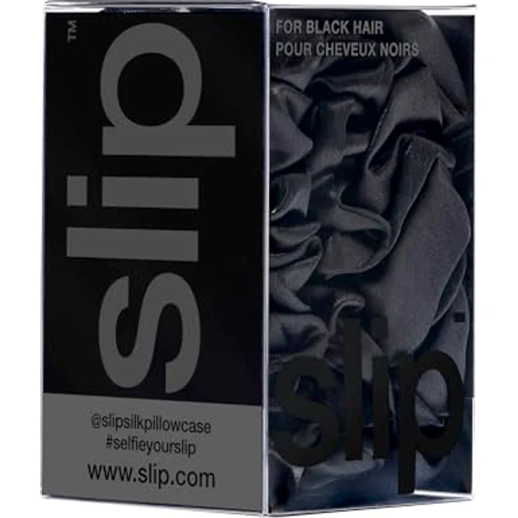 SLIP Silk Back to Basics 3-teiliges Haargummi-Set aus Maulbeerseide - Haarschonende Zopfgummis gegen Haarbruch - 2 x Scrunchies Mittel, 1 x Groß - Schwarz – Bild 4