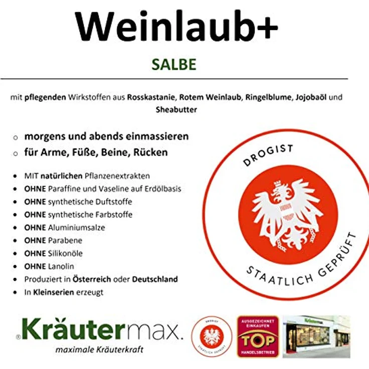 Weinlaub Salbe mit Rosskastanie Extrakt Creme 1 x 100 ml – Bild 4