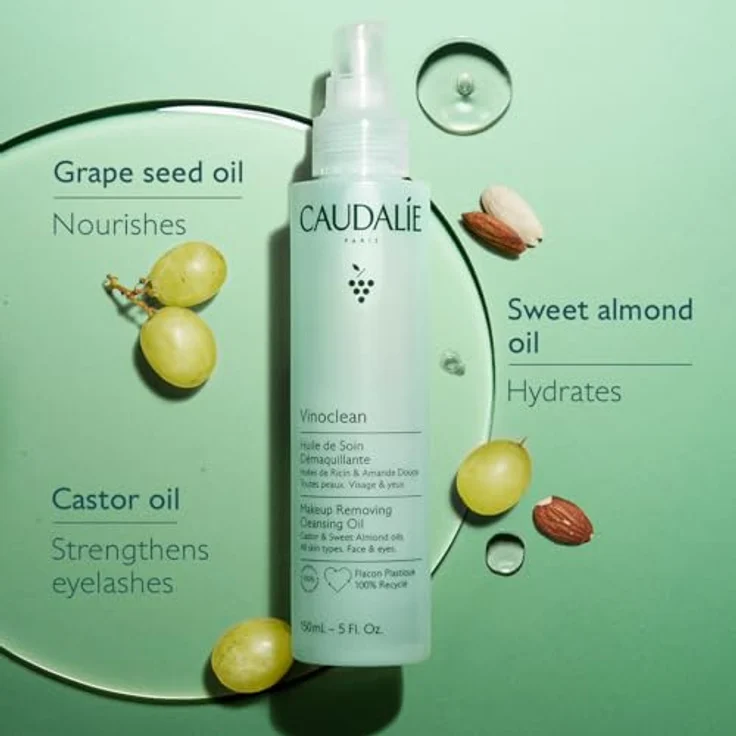 Caudalie Vinoclean, Gesichtsreinigungsöl zum Abschminken, sanfte Formel für empfindliche Haut, 75 ml – Bild 4