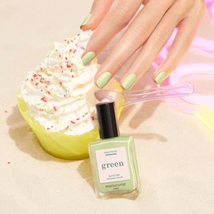 Manucurist Green Flash™ UV Nagellack Pastell Grün Pistachio • Hema Free, 12-Free, Bio-basiert • Gel Nagellack UV 15 ml • Nägel Selber Machen für UV Lampe Nägel – Bild 3