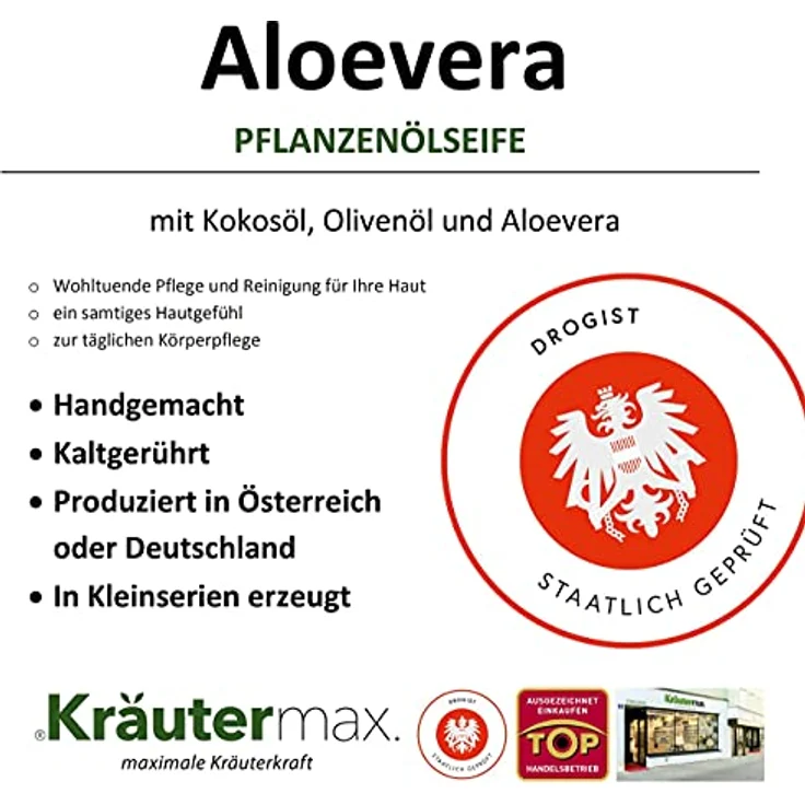 Aloe Vera Seife Seifenstück Plastikfrei für Gesicht Haut und als Handseife 1 x 100 g – Bild 4