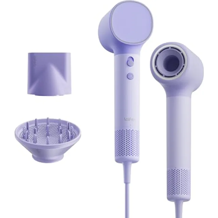 Laifen Neo Haartrockner, 110.000 U/Min, Bürstenloser Motor, 200 Mio. Negative Ionen, 2 Magnetische Luftdüsen, Violett