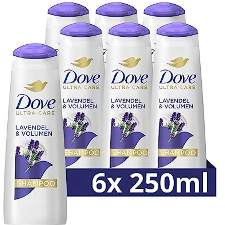 Dove Ultra Care Shampoo Lavendel & Volumen Haarpflege für feines Haar Shampoo verleiht lebendiges Volumen & Fülle 250ml 6 Stück