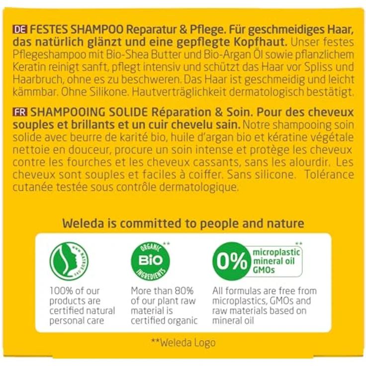 WELEDA Bio Festes Shampoo Reparatur & Pflege - Vegan & Silikonfrei, 50g – Bild 3