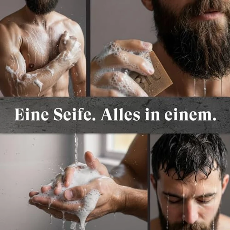lubiu Tiefwald Seife 100g - 3in1 Feste Duschseife für Männer (Körper, Haare & Bart), Naturseife mit erdigem Duft aus ätherischen Ölen, vegan und palmölfrei – Bild 4