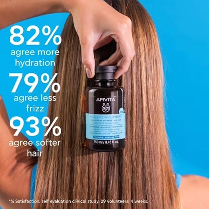 Apivita Hyaluronic Hydra Moisture Shampoo, 250ml, feuchtigkeitsspendendes Haarshampoo für glanzvolles und gesundes Haar – Bild 4