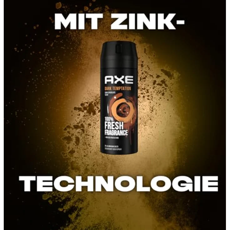 AXE Bodyspray Dark Temptation, 8x 150ml Deo ohne Aluminium, 48h Schutz, Duft nach heißer Schokolade und Amber – Bild 5