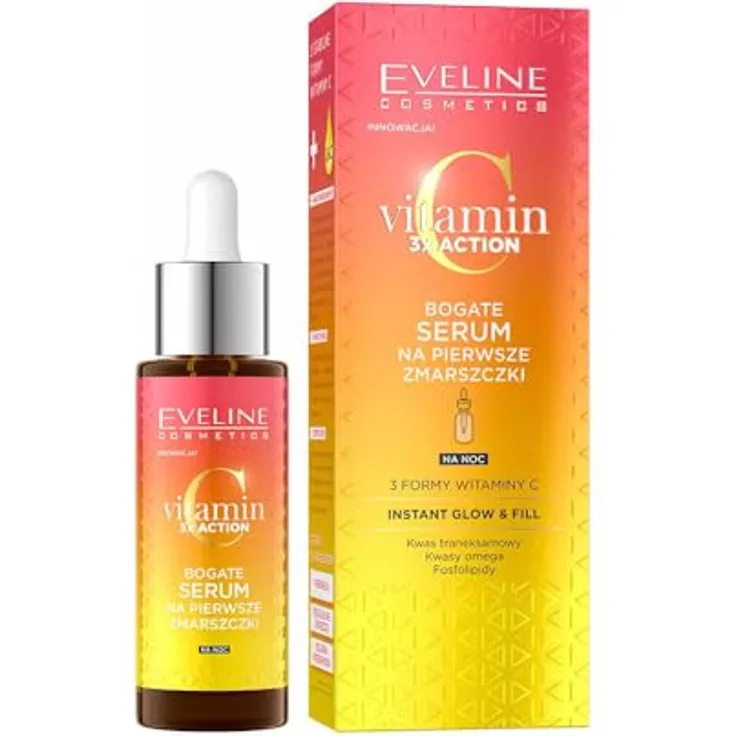 EVELINE Cosmetics Vitamin C 3x Action, 30 ml feuchtigkeitsspendendes, regenerierendes Gesichtsserum für Damen