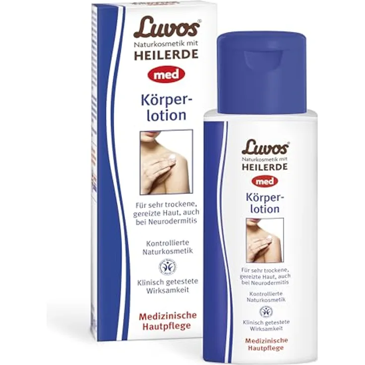 Luvos Heilerde med Körperlotion, 200 ml, medizinische Hautpflege für sehr trockene, gereizte Haut, Naturkosmetik
