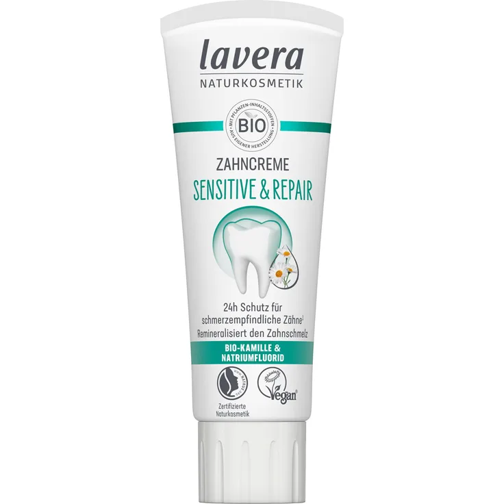 lavera Zahncreme Sensitive & Repair, sanfte Reinigung für sensible Zähne mit Fluorid, 75 ml