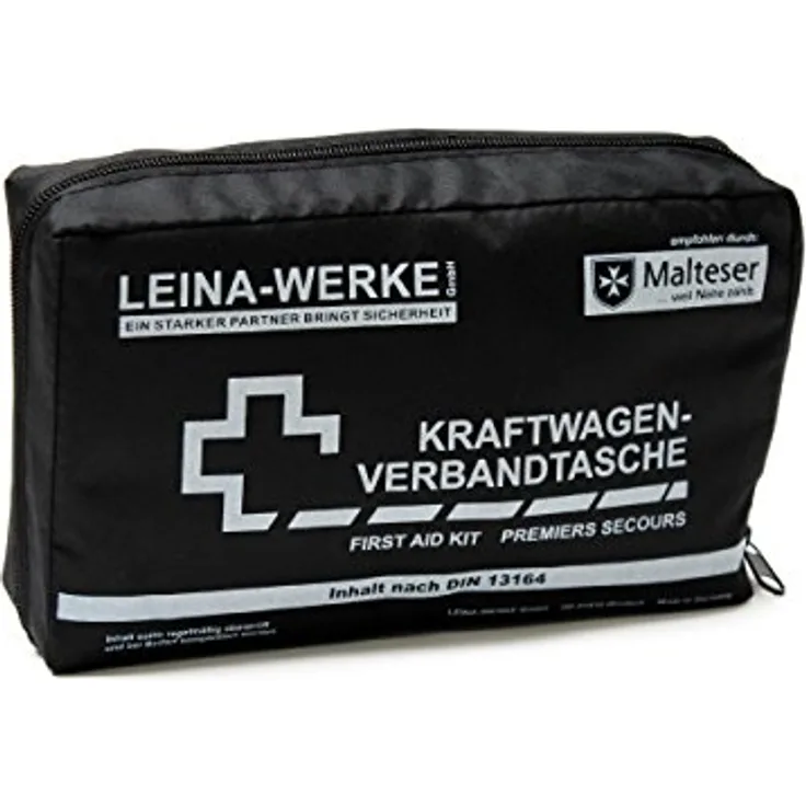Leina-Werke 11006 KFZ-Verbandtasche Compact mit Klett, Schwarz/Weiß