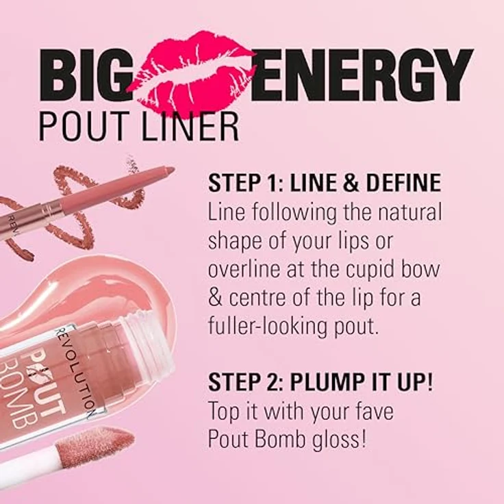 Revolution Pout Bomb Plumping Lip Liner Glaze, aufpolsternder Lipliner für perfekt definierte Lippen, Burnt Cherry Red, 0,2 g – Bild 4