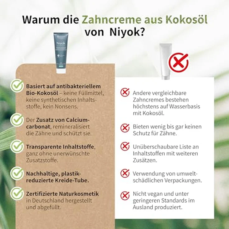 Niyok® Zahncreme aus Bio Kokosöl "Spearmint" (75ml) • Natürliche Zahnpasta für weiße Zähne • Intensive Pflege & Frische • Schützt das Zahnfleisch • Ohne Fluorid & Vegan – Bild 5