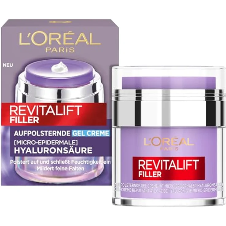 L'Oréal Paris Revitalift Filler Aufpolsternde Gel-Creme, 50ml - Hyaluronsäure, Niacinamide, Glycerin, Ceramide – Bild 1
